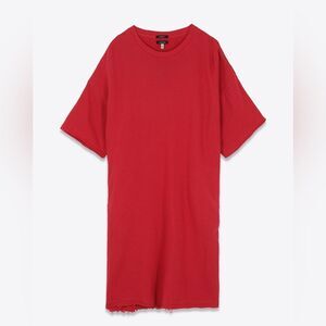 R13 Denim Elongated Red Sweatshirt Dress Size M